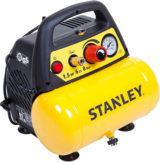 Stanley DN 200/8/6 - Compresseur d'air électrique portatif monophasé, oil-less - Moteur 1.5 CV - 6 L