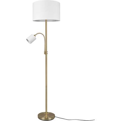 TRIO LEUCHTEN Stehlampe "Hotel", weiß (messingfarben, wollweiß), 2, Ø 40cm H: 170cm, Leuchten, mit flexibel einstellbarer Leseleuchte, getrennt schaltbar, Stehlampe Standleuchte