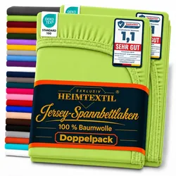 EXKLUSIV HEIMTEXTIL Doppelpack Jersey Spannbettlaken Premium Apfelgrün 120 x 200 cm