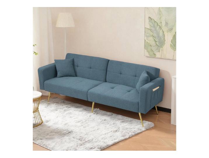 ANYSUN Schlafsofa Zweisitzer Schlafsofa verstellbarem Winkel Ecksofa mit Bettfunktion, Schlafsofa mit Bettfunktion, verstellbarem Winkel, Klappsofa,Gästebett,mit Kissen und seitlichen Aufbewahrungstaschen