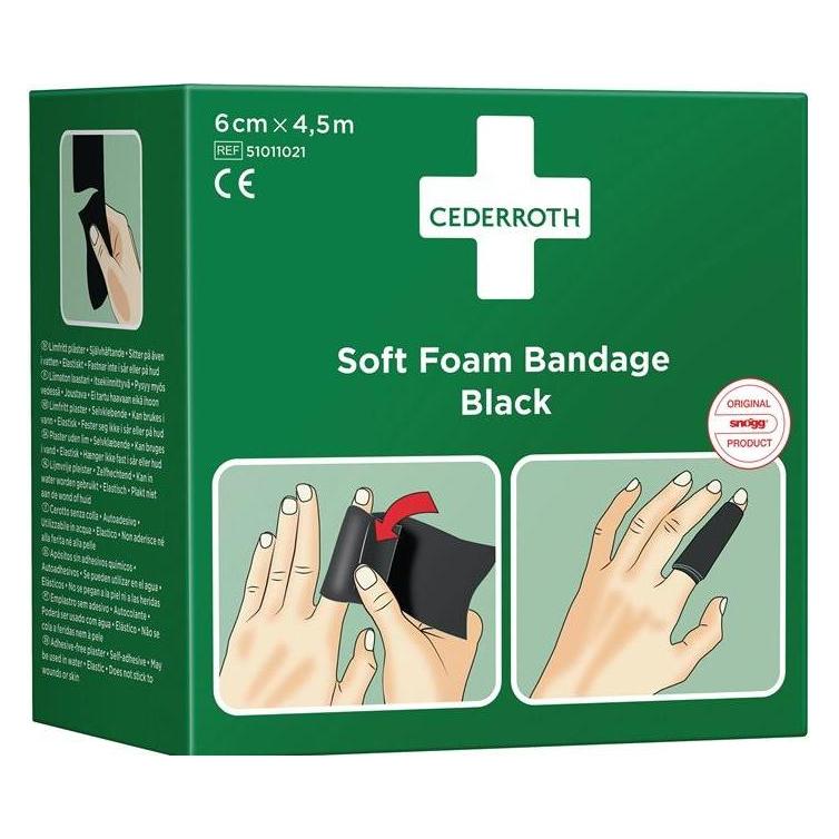 Cederroth Pflaster und Bandage Soft Foam selbsthaftend elastisch, schwarz Rolle 6 cm x 4,5 m (1x) (51011021)