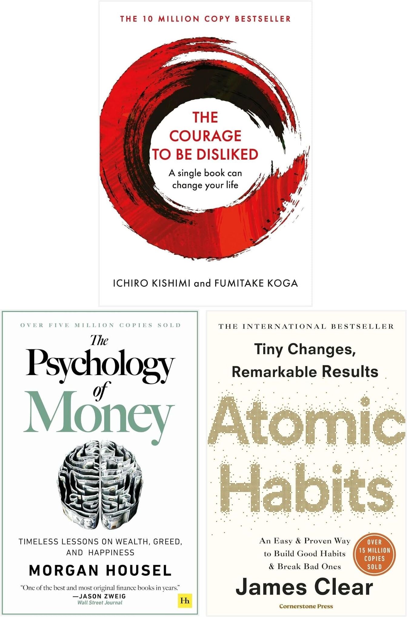 Harriman House The Psychology of Money, Atomic Habits & The Courage to Be Disliked – 3 Book Collection Set   Bestselling Self-Development, Personal Finance, Self-Hel