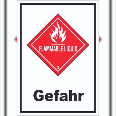 HB-Druck Aufkleber Entzündbare flüssige Stoffe Gefahr Flammable Liquid A0 (841x1189mm)