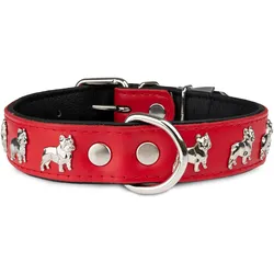 Barry King Obroa dla psa, wzr super bulldog franciski, 30MM/45CM czerwono/czarna (Hund), Halsband + Leine