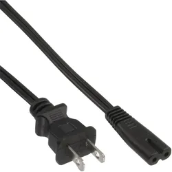 InLine 65er Bulk-Pack  Netzkabel, Netzstecker USA auf Euro 8 C7 Stecker, 1,8m (1.80 m), Stromkabel, Schwarz