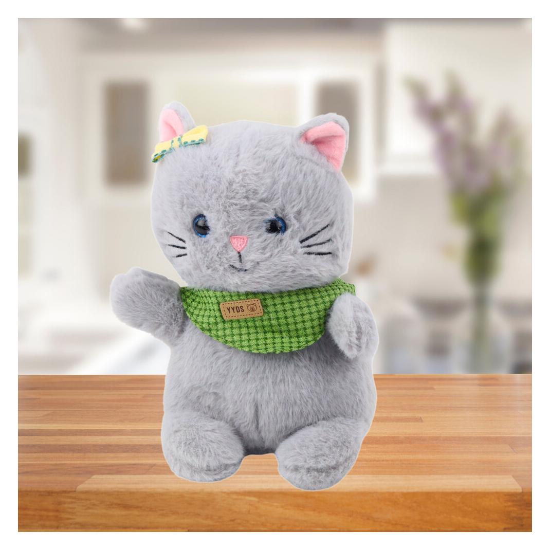 Lean Toys Lean Plüsch Maskottchen Huggable Katze Grau Grün Halstuch 22Cm (22 cm) (67992278)