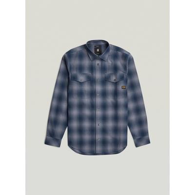 Langarmshirt G-STAR "Marine Slim Hemd", Herren, Gr. XXL, blau (rank blau vanderbilt check), Obermaterial: 100% Baumwolle, Shirts Langarmshirt