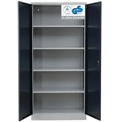 PROREGAL Stahlschrank BEE mit 7 verzinkten Fachböden | HxBxT 195x92x42cm | Grau-Anthrazit | Werkstattschrank Werkzeugschrank Aktenschrank