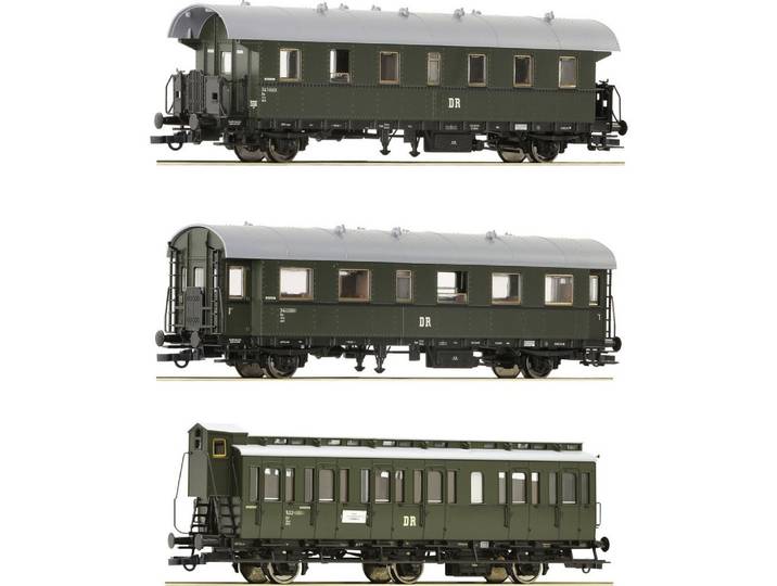 Roco Personenwagen Roco 6200131 H0 3er-Set 2: Nebenbahnzug der DR 2x Personenwagen 2. Kla