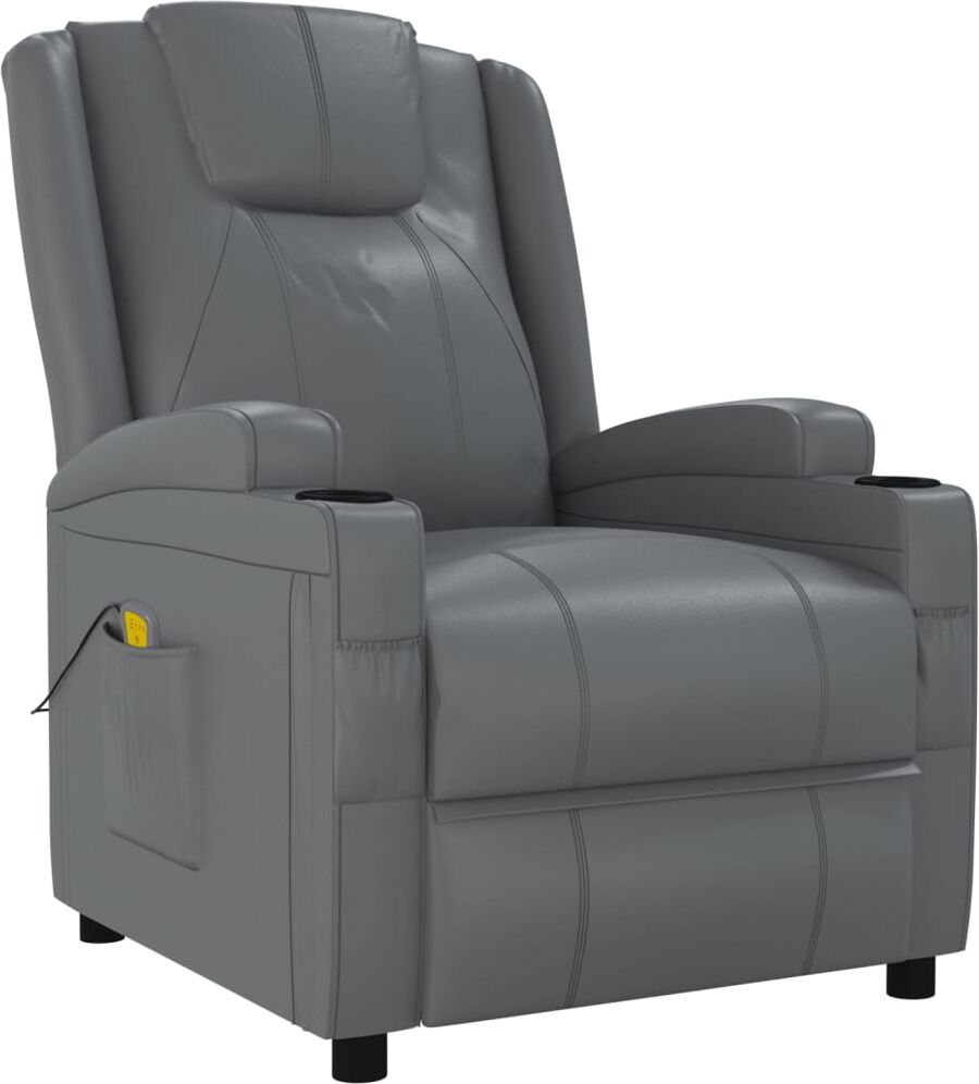 vidaXL Fauteuil de massage Anthracite Similicuir