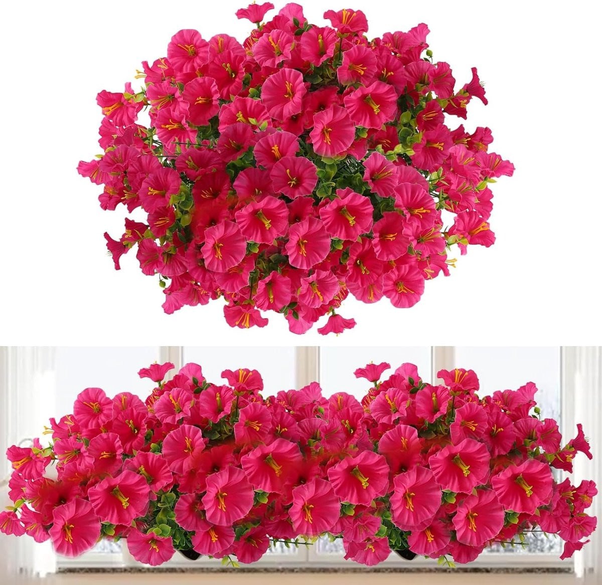 7 Bundels Petunia Kunstbloemen Magenta - 36 cm - Realistische Kunstbloemen voor Buiten en Decoratie