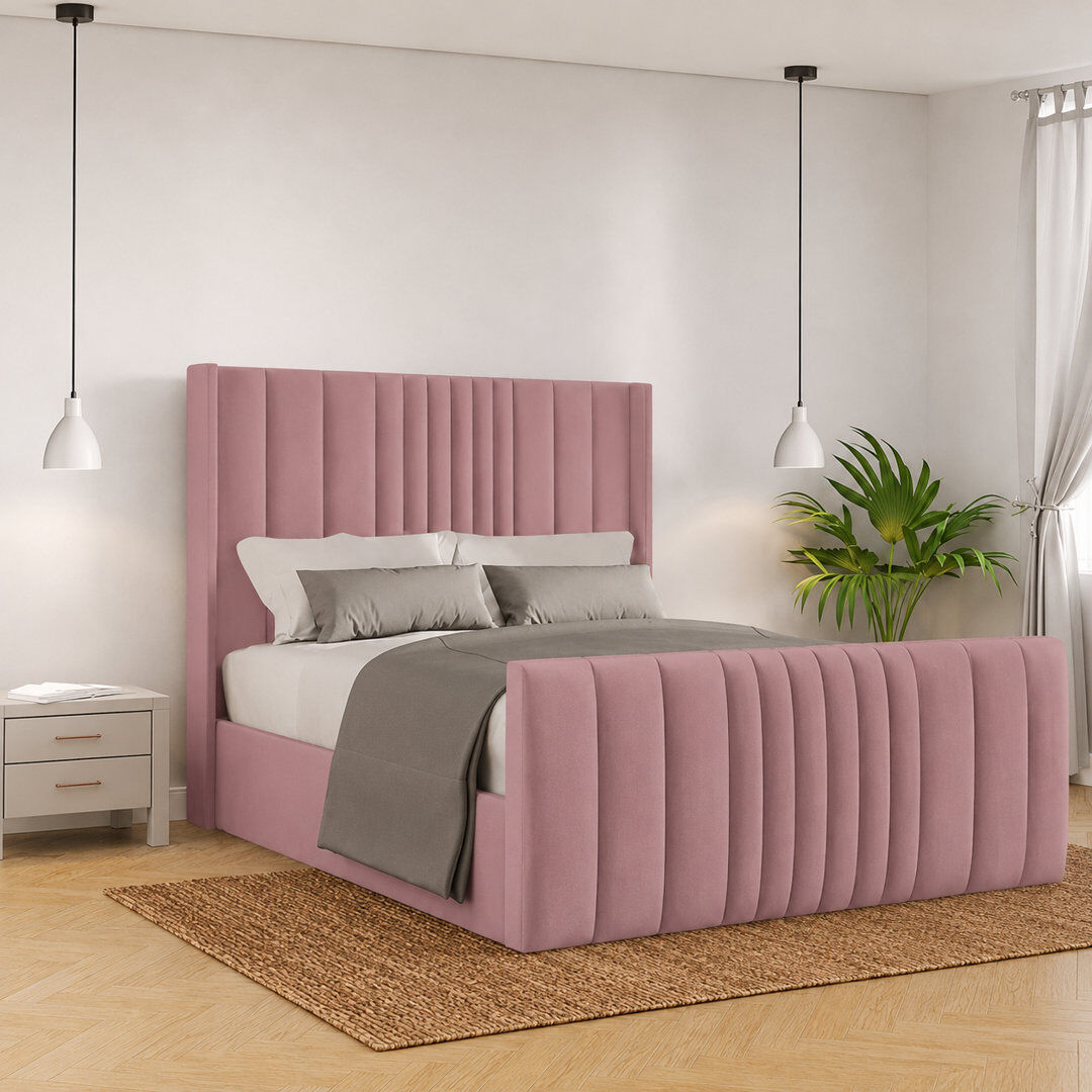 Canora Grey Bastin Upholstered Ottoman Storage Bed Lilac Double (4'6)
