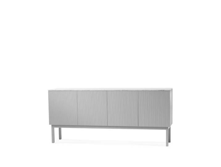 A2 Buffet Beam gris clair, structure gris clair, plateau en marbre carrara