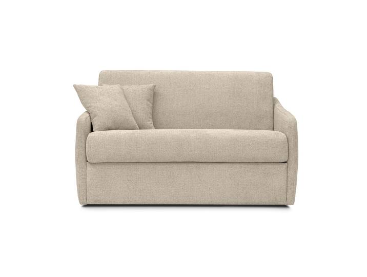 QUIBERON - Fauteuil convertible 100 x 190 cm - Velours texturé, Ecru