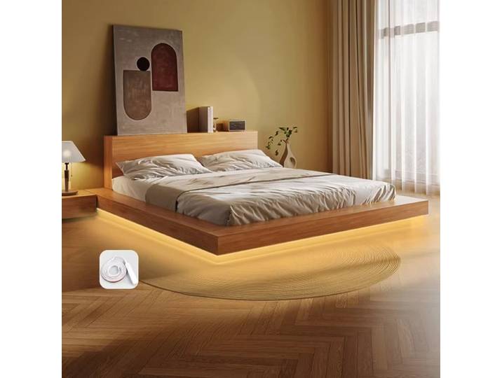 Lit plateforme japonais moderne 150x200cm, lit simple et double, mobilier de chambre à coucher, lits en bois King Size, tête de lit