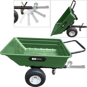 Güde Gartenwagen GGW 501, 300 Liter, bis 500 kg, aus Stahl und Kunststoff, grün, mit Luftreifen & Kippfunktion