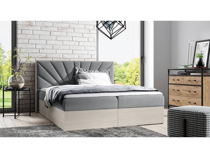Designer Holzbett Minari mit Stauraum - 120x200 - Grau - Nordic Teak - Luxusbetten24