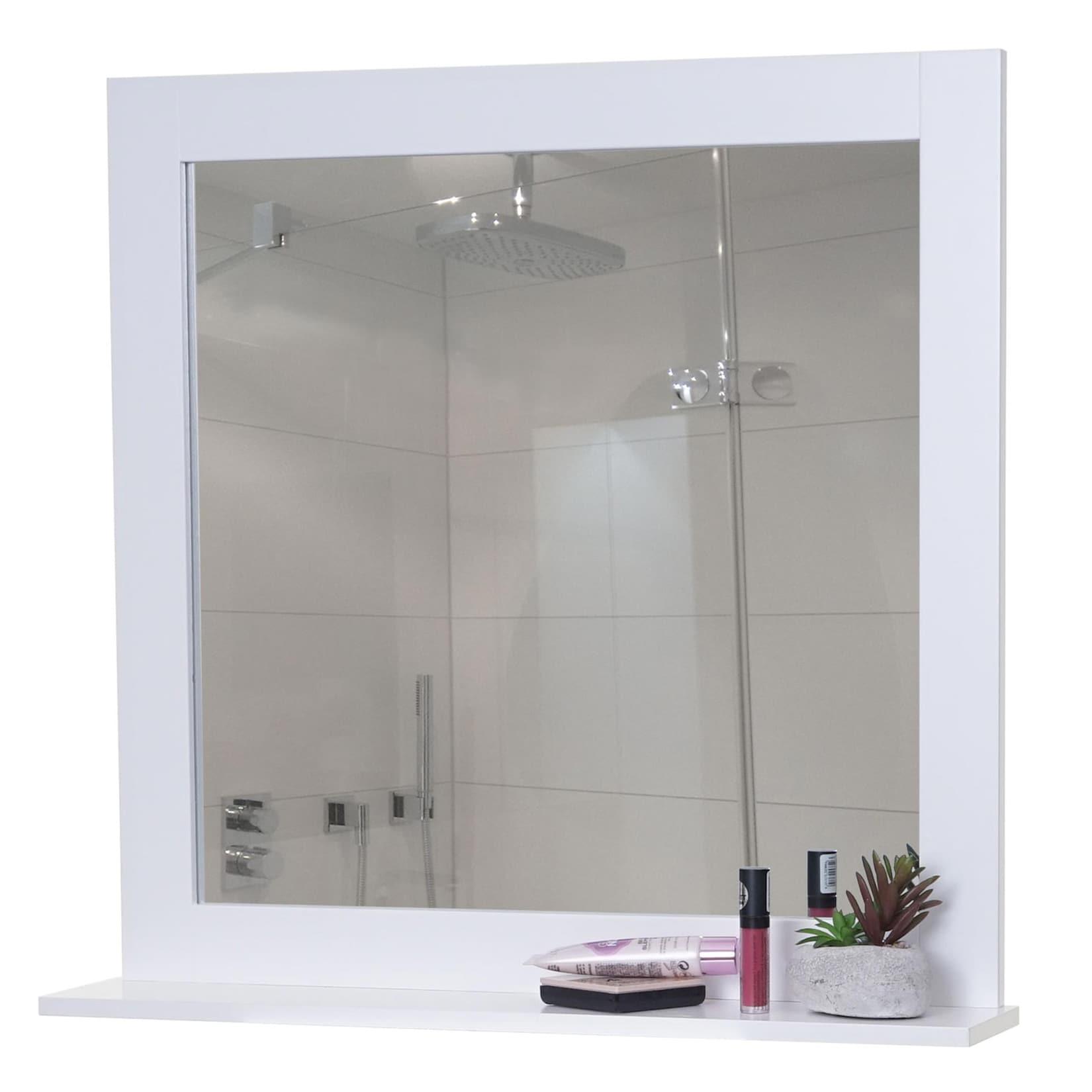 Wandspiegel MCW-F75, Badezimmer Badspiegel Spiegel, Ablagefläche Landhaus 58x59x12cm weiß