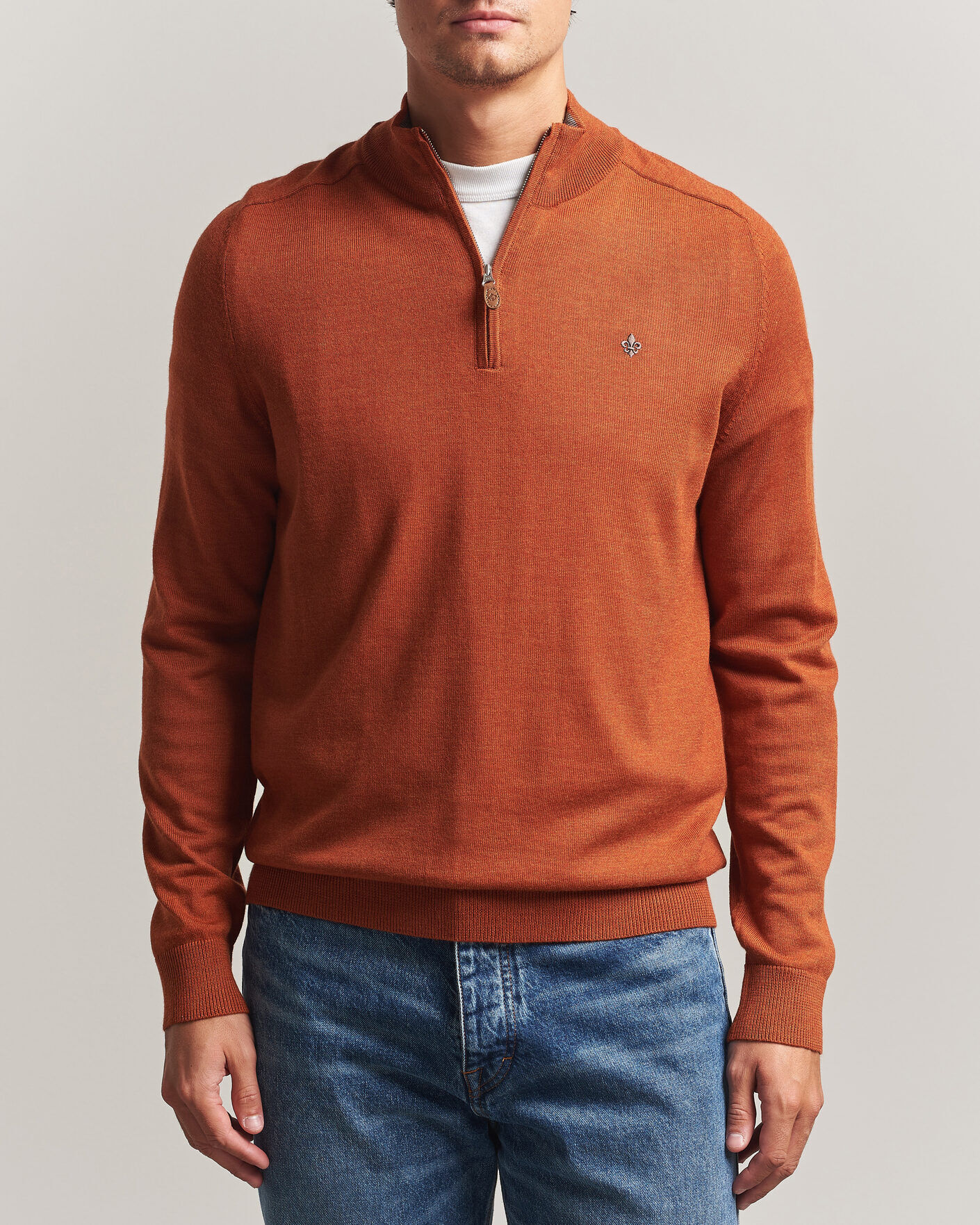 Morris John Merino Half Zip Orange men L Orange