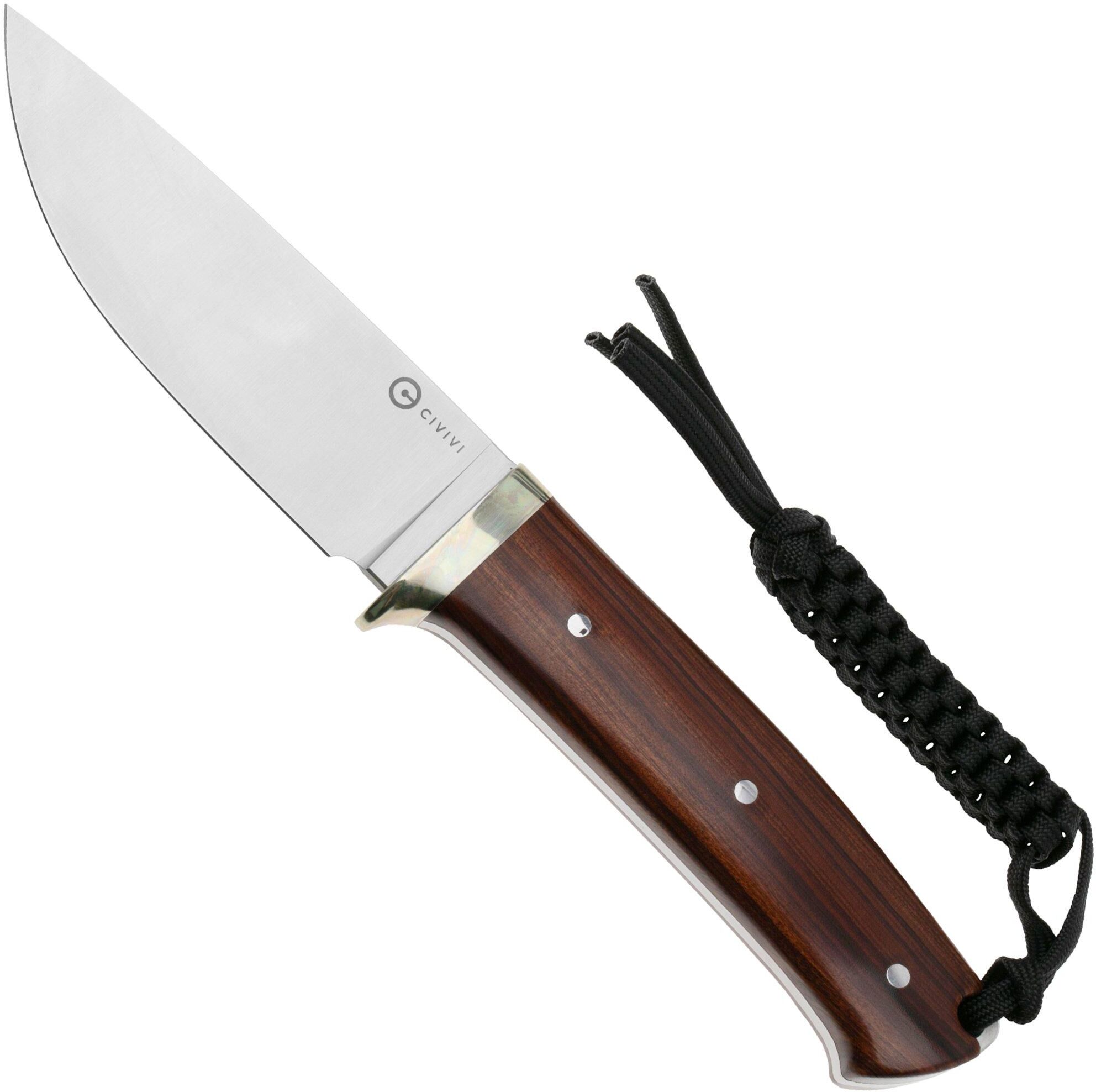Civivi Cloud Peak C23044-3 Satin Nitro-V, Guibourtia Wood, Nickel Silver Guard, coltello fisso