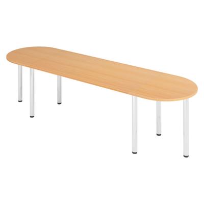 bümö Konferenztisch oval 280x80 cm großer Besprechungstisch in Buche, Besprechungstisch mit Chromfüßen, Meetingtisch für 8 Personen, Tisch für