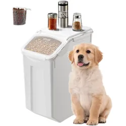 VEVOR Reis-Aufbewahrungsbehälter Vorratsdosen 20 L Hundefutterspender, Behälter für Küchenzutaten Getreide Müsli Mehl, Tierfutterbehälter mit Rädern Messbecher luftdichter Deckel, 1 Packung