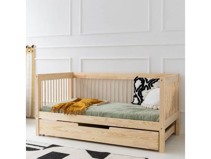 Lit banquette 70x140 sommier et tiroir inclus Perrine Bois