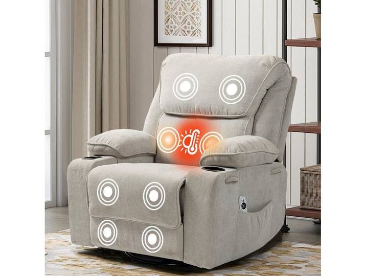 BRTHORY Massagesessel Relaxsessel mit Massagefunktion, Fernsehsessel, 360°drehbar (1-St), Massagesessel mit Liege- und Schaukel-Funktion