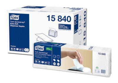 Tork® Xpressnap Servietten 15840, extra Soft, für Serviettenspender, platzsparende Falzung, 2-lagig, 8 Pack á 500 Stück (4000 Servietten), weiß