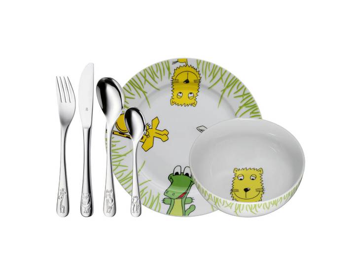 WMF Kindergeschirrset, Mehrfarbig, Metall, Keramik, 6-teilig, Tier, 25x10x40 cm, Füttern, Kindergeschirr & Kinderbesteck