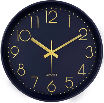 Uplift Curations Minimalist Silent Quartz Wall Clock Modern No Ticking Decor (8 10 12 Inch) dark Blue 8 Inch