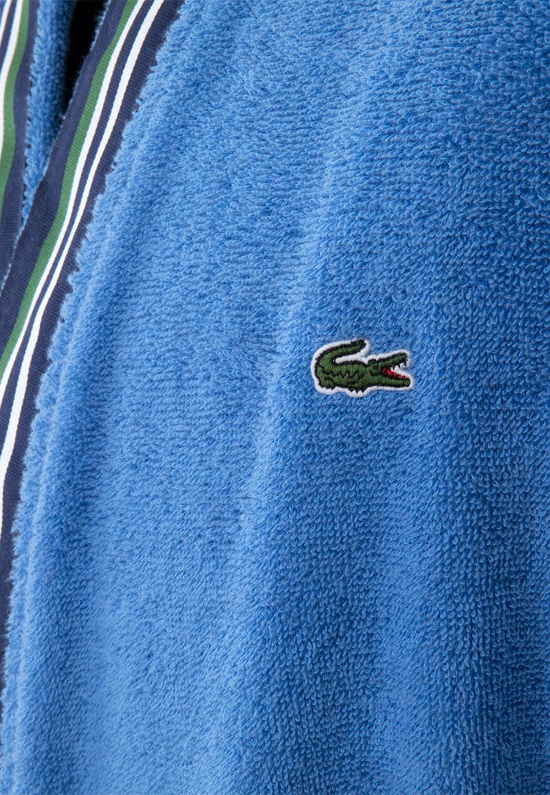 Bademantel LACOSTE "LCLUB" Gr. L, blau (aerien), L, Frottier, Hausmäntel, Bademantel, mit Label-Applikationen aerien L