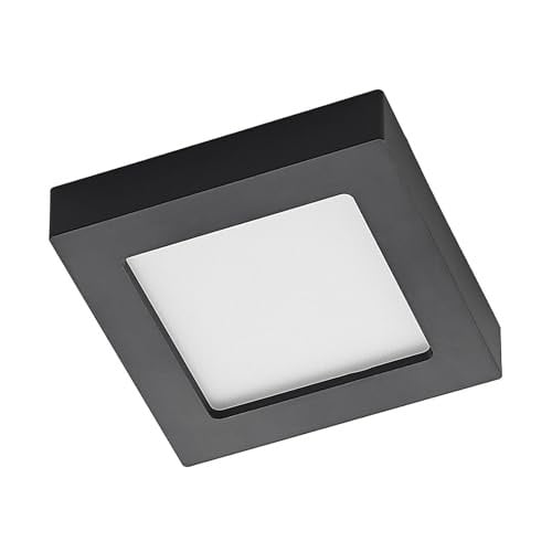 PRIOS Modern LED Plafondlamp Alette Zwart Aluminium voor Badkamer inclusief lichtbron Hoogte: 3.45 cm