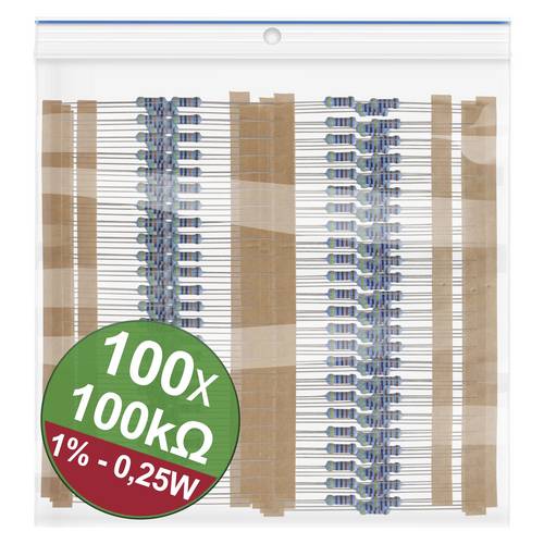 Quadrios 22P054 22P054 Metallschicht-Widerstand Sortiment 100kΩ axial bedrahtet 0.25W 1% 1 Set