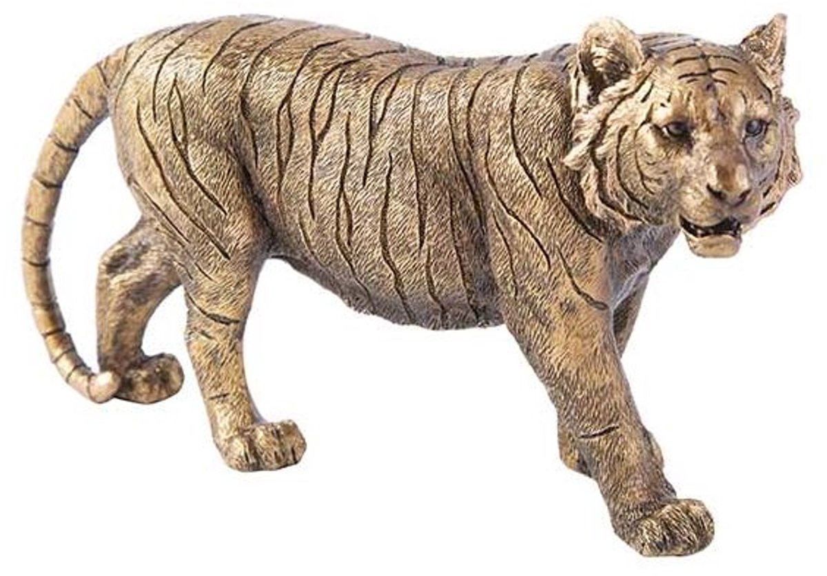 Cosy @ Home Tijger Walking Goud Decoratiebeeld van Resin, B/D/H: 17,5 x 5,5 x 11 cm