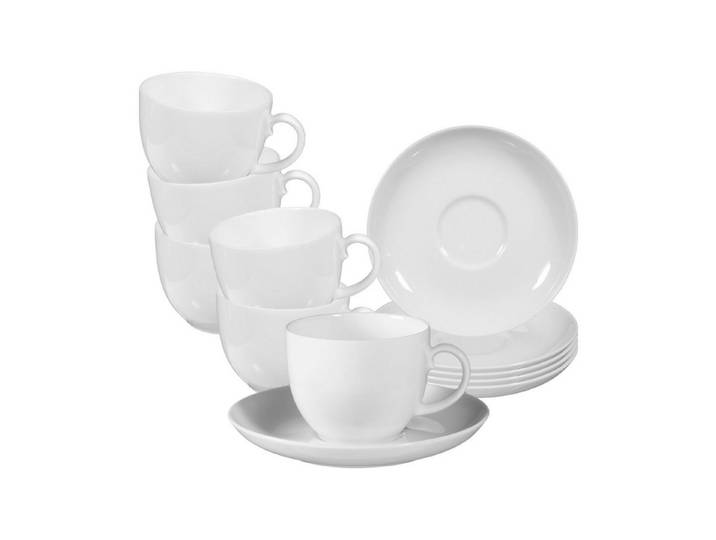 Seltmann Weiden Tasse Rondo/Liane Kaffeetassen mit Untertassen 0,21 l, 12-tlg., Porzellan