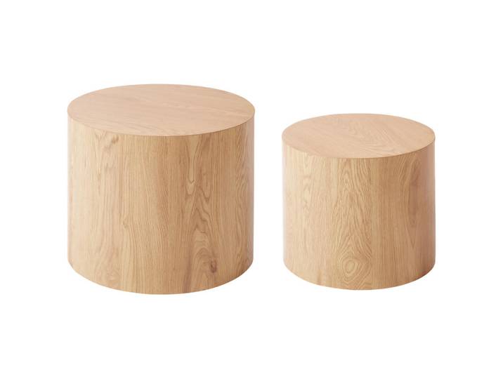Beliani Couchtisch 2er-Set Hellbraun Manti, Braun, Rund, 48x38x48 cm, Wohnzimmer, Wohnzimmertische, Couchtische
