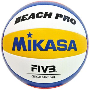 Mikasa Beachvolleyball Beach Pro FIVB, BV550C, Größe 5, weiß/blau/gelb, 280 Gramm, Spielball