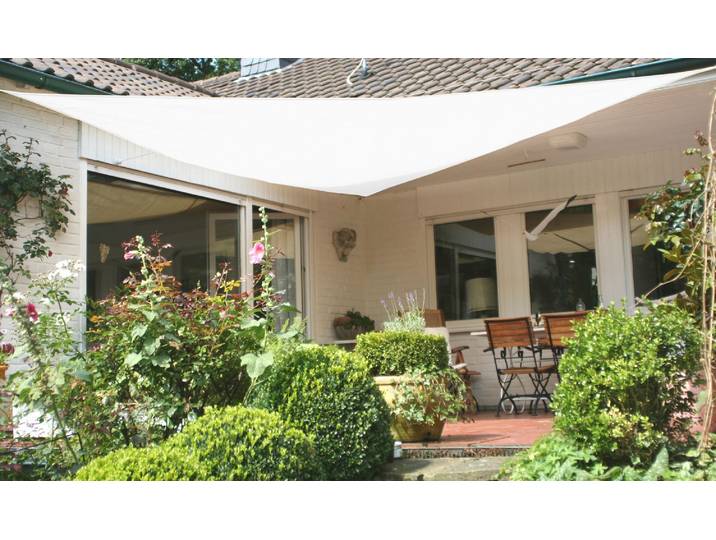 Sonnensegel FLORACORD Dreieck , beige (cremefarben), B:500cm T:500cm, HDPE (High Density Polyethylen), Sonnensegel, Sonnensegel, B: 500 cm, cremeweiss