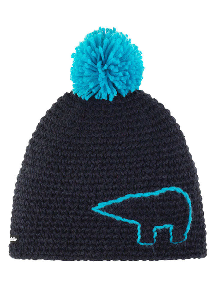 Eisbär Mütze "Jay" in Schwarz/ Hellblau - onesize