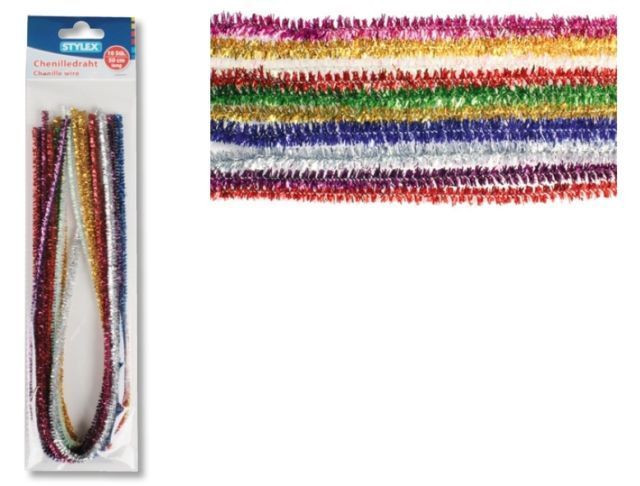 Creativ Company Glitter Chenille Draad 50cm - 10 Kleuren - 46742