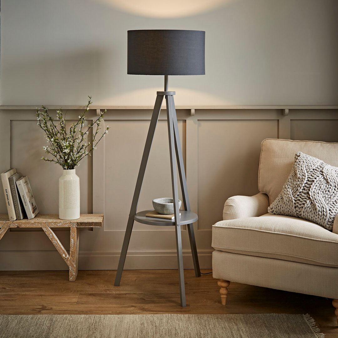 George Oliver 132 H cm Tripod Floor Lamp Charcoal 132cm H X 14cm W X 41.5cm D