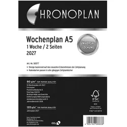 Chronoplan Kalendereinlage Wochenkalender »1 Woche / 2 Seiten in Zeilen« 2027 A5