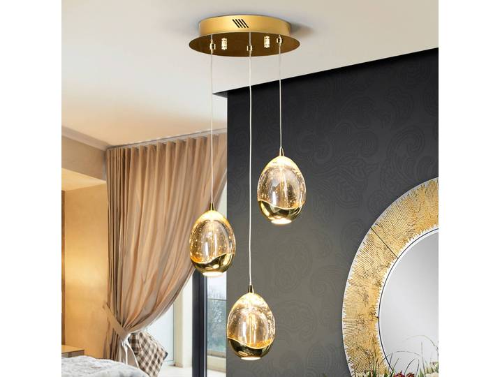 Schuller Valencia Glas Hängelampe Rocio, creme / amber, für Wohn- / Esszimmer, Metall, Pendelleuchte