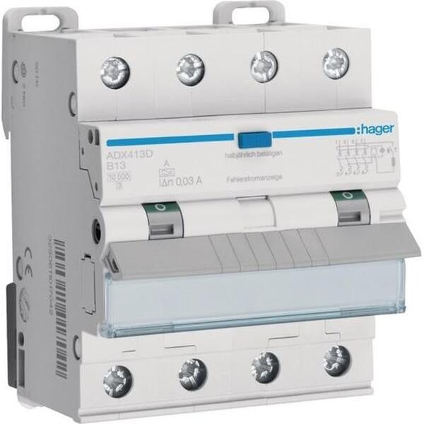 Hager ADX413D FI-stroomonderbreker 4-polig 13A 0,03A 400V