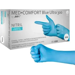Nitrilhandschuhe Ampri Med Comfort Blue Ultra 300 M Gr. 8, puderfreie Nitrilhandschuhe, 100 Stück/Box