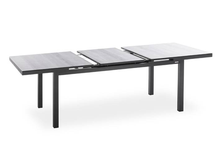 Niehoff Nancer Ausziehtisch Aluminium/Glasauflage Holzoptik