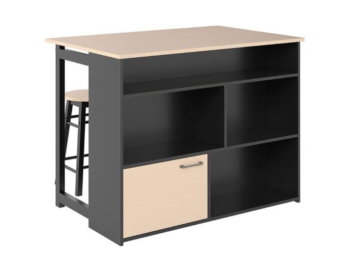 Set table de bar avec 2 tabourets table pliante avec rangement noir