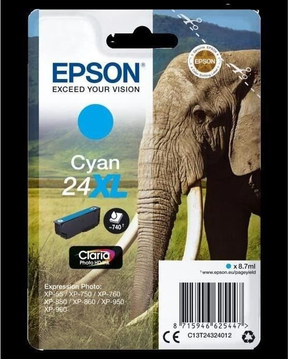 Epson T2432 XL Inktpatroon Cyaan Elephant serie C13T24324012
