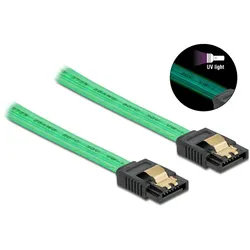 Delock SATA 6 Gb/s Kabel UV Leuchteffekt grün 30 cm
